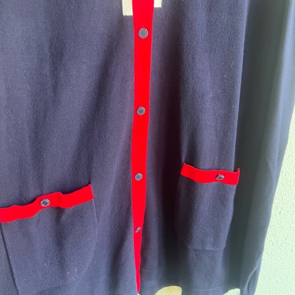 Bob Mackie Navy and Red Zigzag Vest - Picture 6 of 7